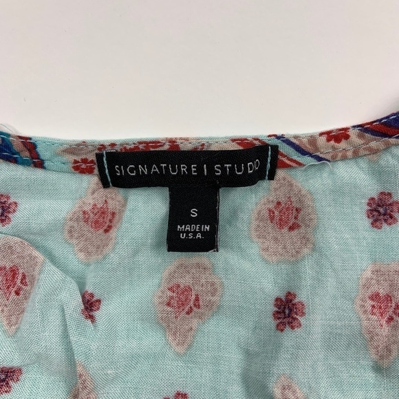 Signature Studios Dress Womens Small Tie Front Long Sleeve Midi Blue - Picture 2 of 7